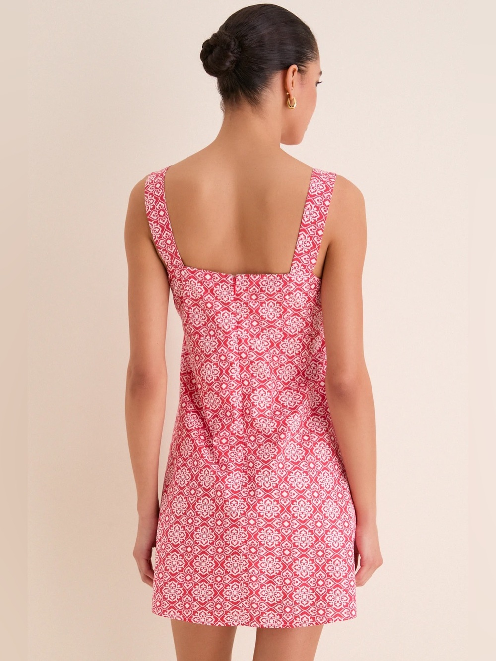 Hyacinth House Red and White Patterned Square-Neck Mini Dress from Tuckernuck - Picture 3 of 6